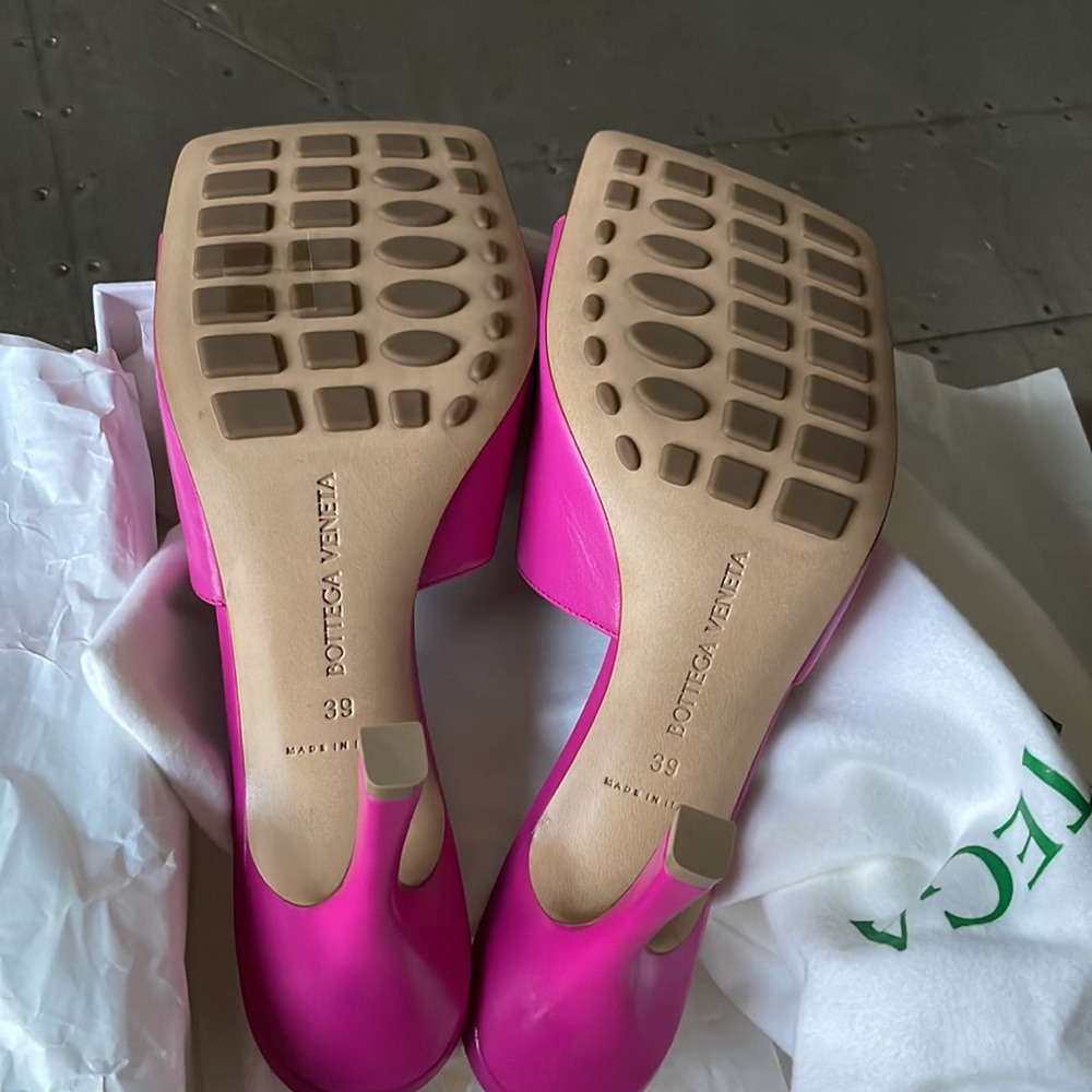 Bottega veneta pink leather nappa hollyhock pink sandal lounge sz 39 - Picture 7 of 9